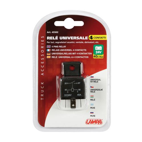 Rel&egrave; 12V 40A 5 Contatti Pin Universale Auto Moto Camper Luci