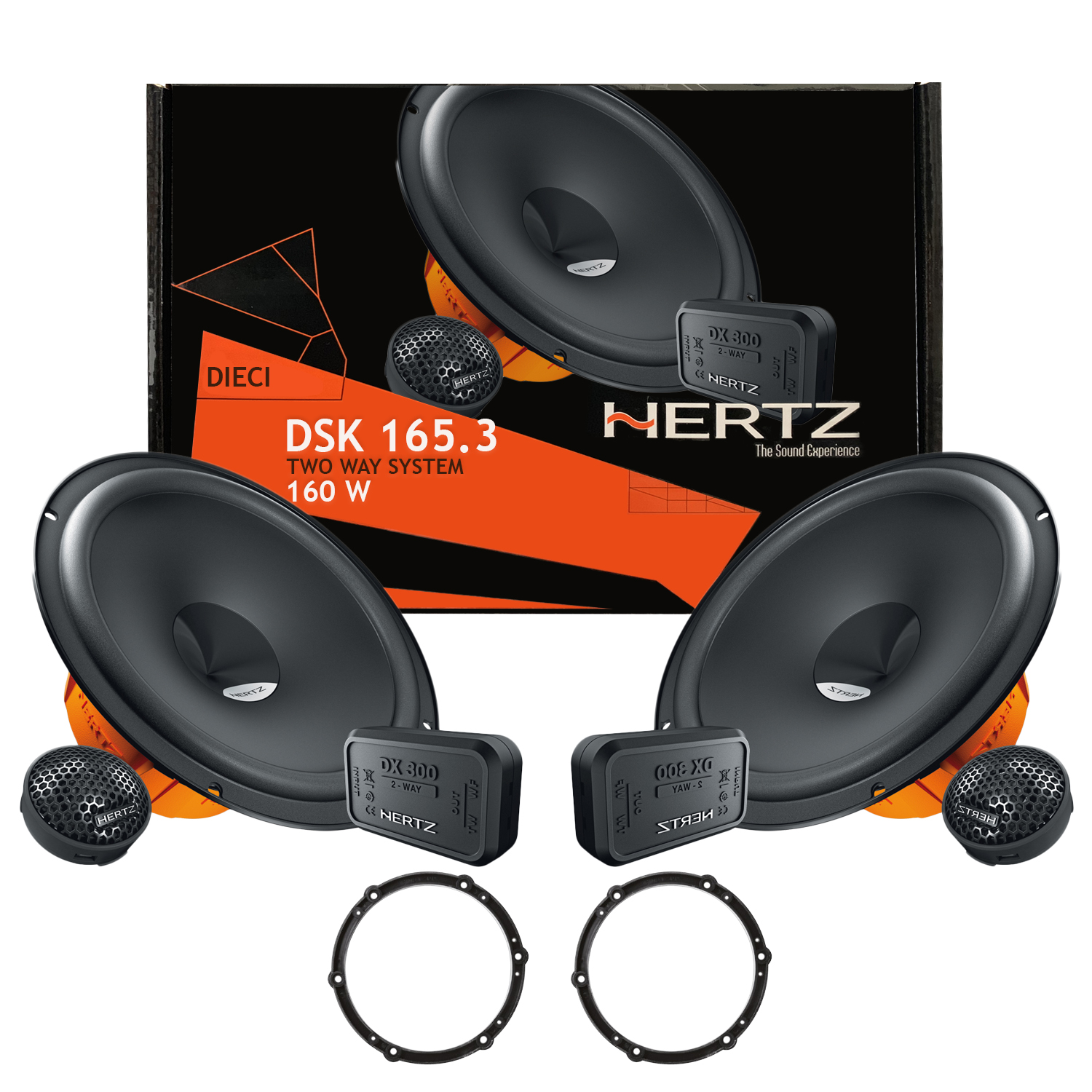 DSK 165.3 Kit 4 Casse Altoparlanti HERTZ Peugeot 308 Anteriori con Adattatori