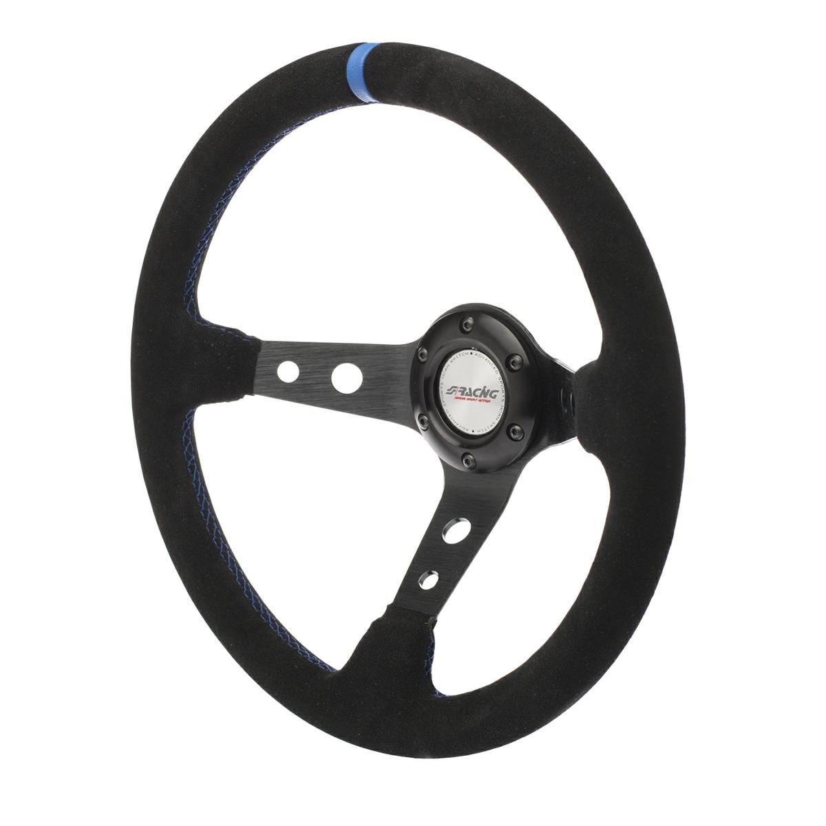 Volante Sportivo Universale Simoni Racing MATCH - Diametro 350 Mm, Impugnatura 95 Mm, Materiale Poliuretano Nero, Per Personalizzazione Auto