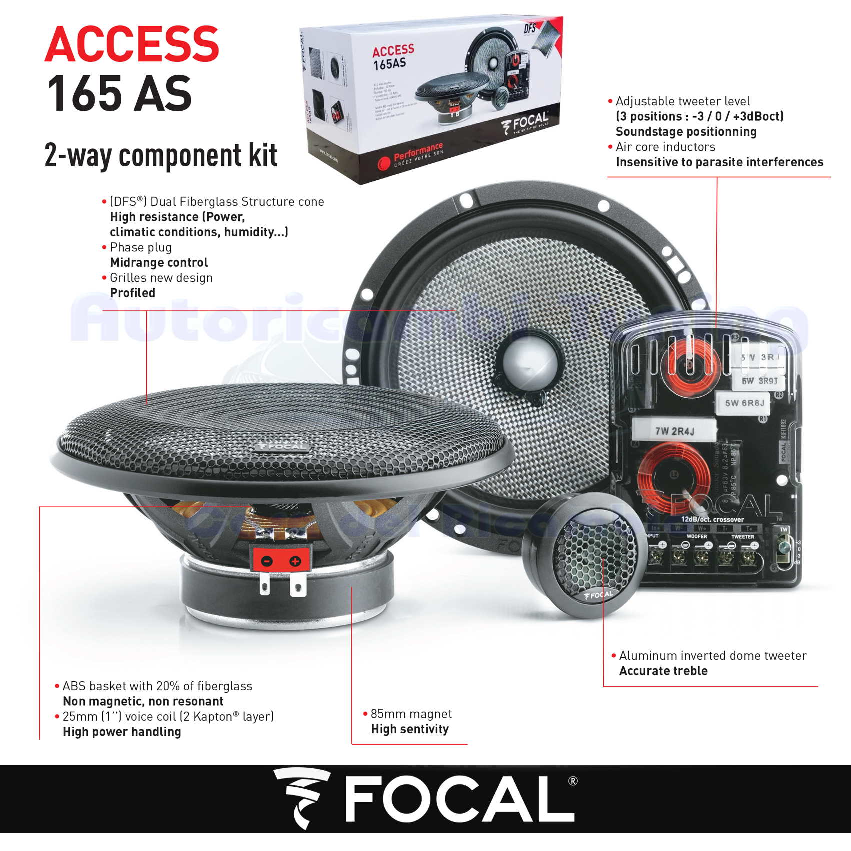 Focal Access 165 AS Coffers Speakers System 2 Ways Separate 165mm